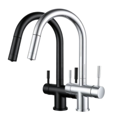 Robinet 3 voies avec douchette chrome et noir mat