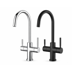 Robinet 3 voies, noir mat et chrome
