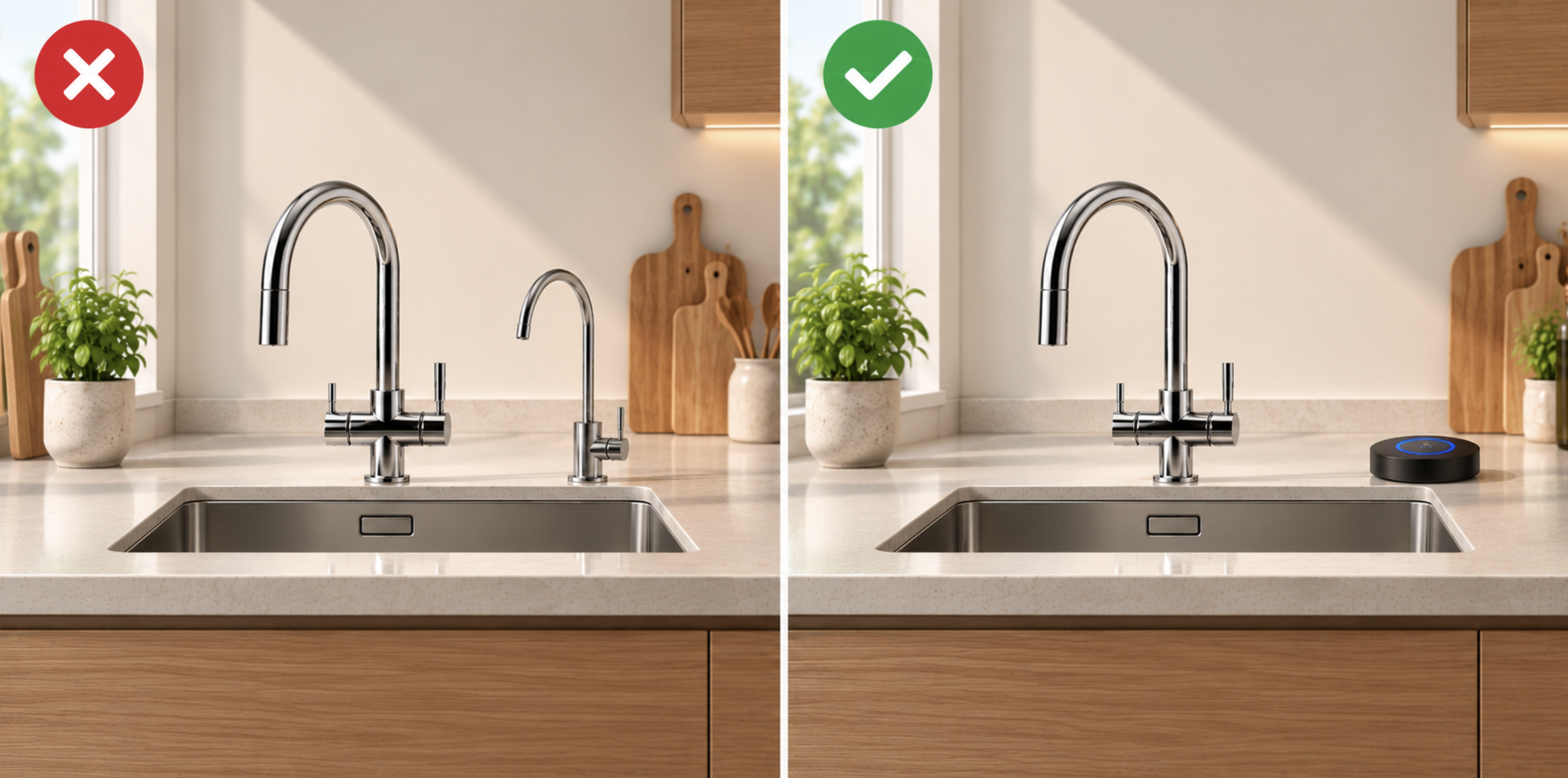 Comparison between a second faucet and the AquaTouch system