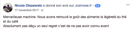 Avis d'un utilisateur d'osmoseur sur Facebook